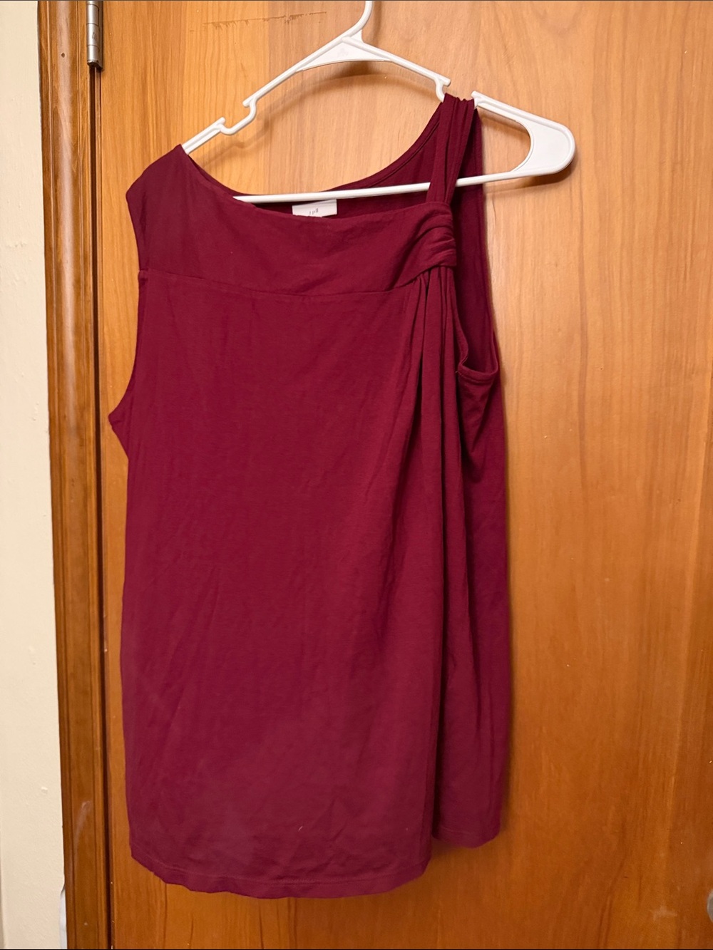 J. Jill One-Shoulder Draped Dress in Burgundy